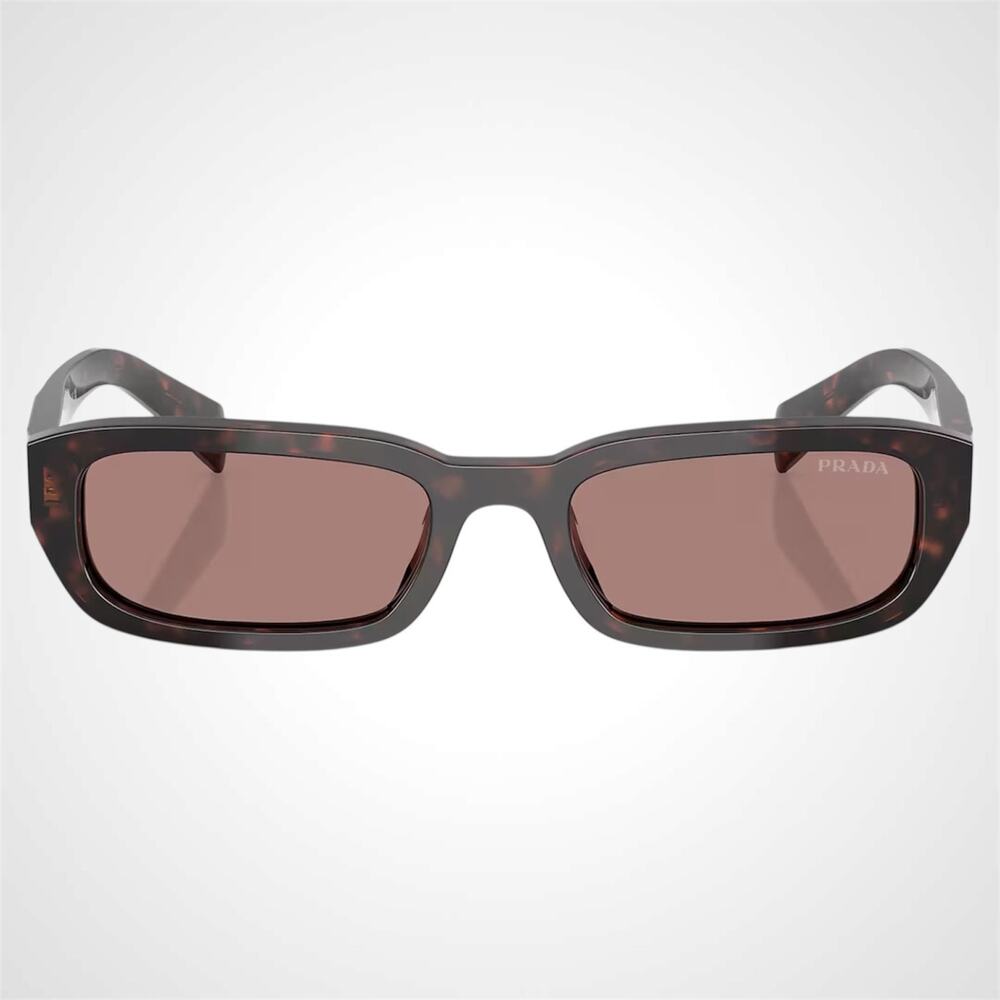 New PRADA Sunglasses Brown Tortoise Symbole Logo Rectangle w/ Case - Picture 2 of 6